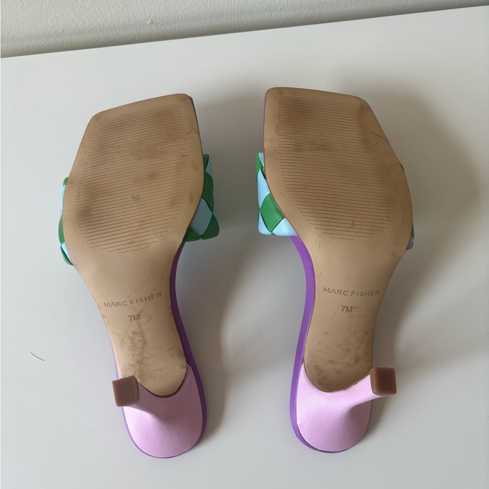 Marc Fisher Purple and Green Checkered Heels - Picture 4 of 4